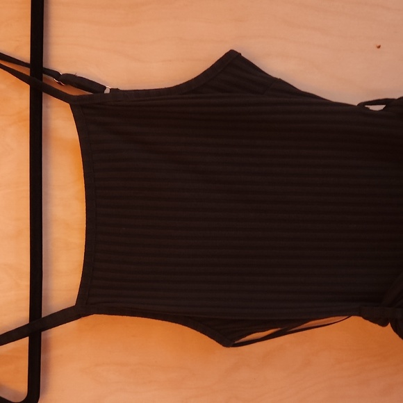 Say What Black Short Sleeves Mid length Con Dress with Belt - Picture 4 of 7